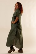 Lofoten Linen Shirt Dress ForestGreen