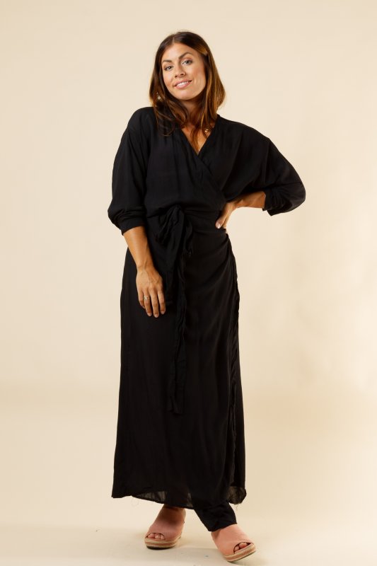 Viskan Kimono Dress Plain Black